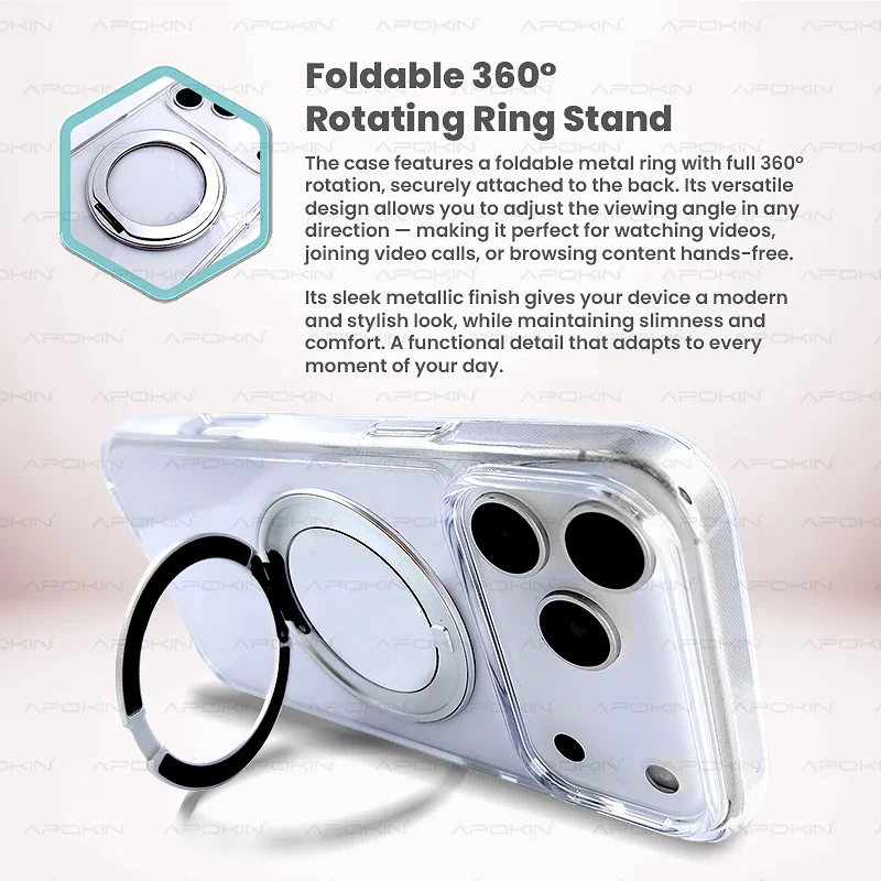 Capa Apokin Puro com Anel Giratório e MagSafe para iPhone 16e - Imagem 6