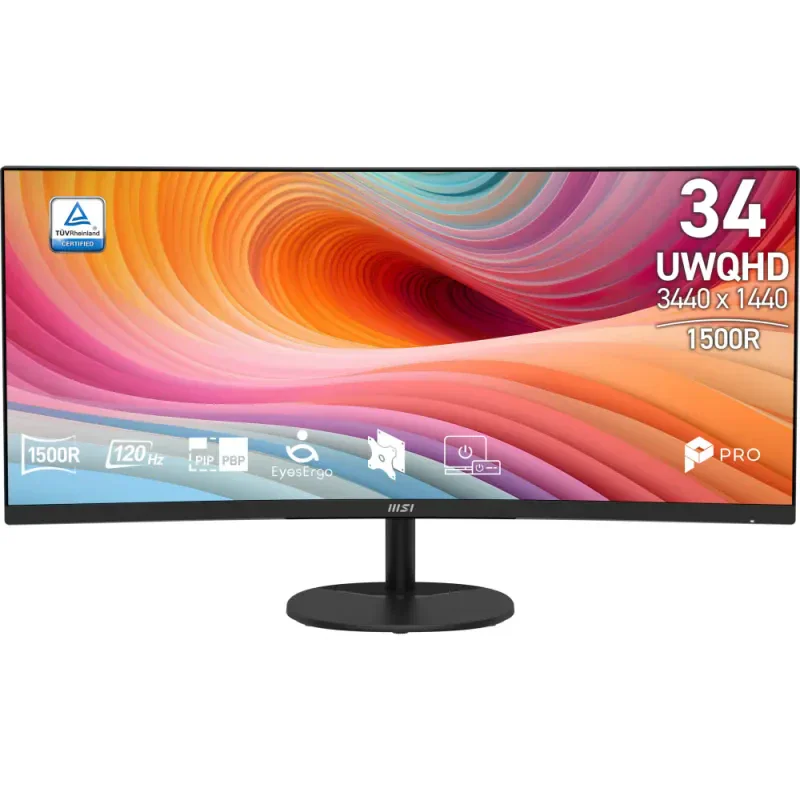 Monitor MSI PRO MP341CQ E12 34" Curvo 120Hz 4ms HDMI DisplayPort Preto