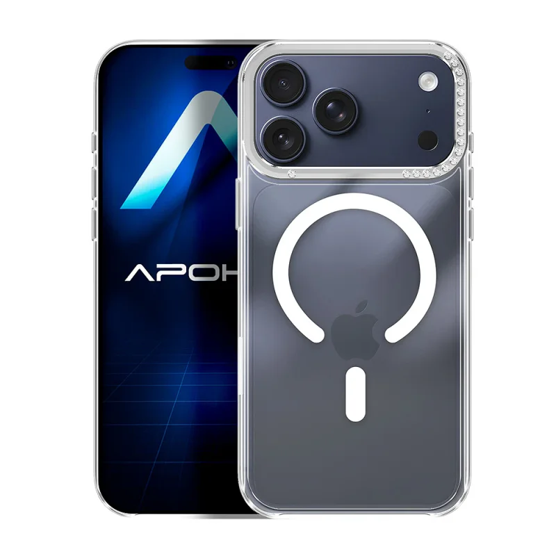 Capa Apokin para iPhone 17 Pro Max / 18 Pro Max Transparente em Acrílico com MagSafe e Efeito Diamante Transparente - Imagem 2