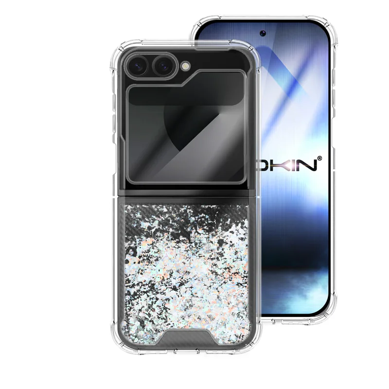 Capa Apokin Samsung Galaxy Z Flip 6 Gel com Purpurina Azul Turquesa - Imagem 5