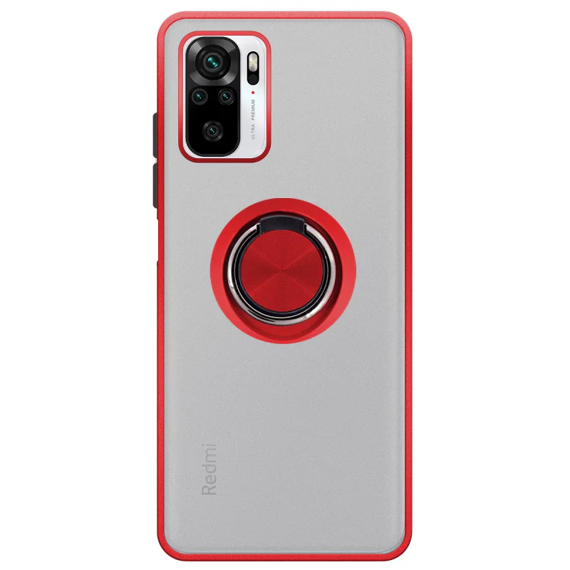 Capa de Gel Apokin Magnética com Suporte Fumada para Xiaomi Redmi Note 10 4G / 10S Vermelho - Imagem 3