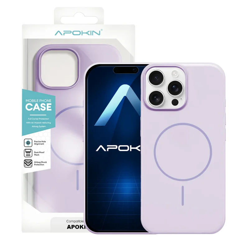 Capa de Silicone Premium Apokin para iPhone 16 Pro Max com MagSafe Lilás - Imagem 4
