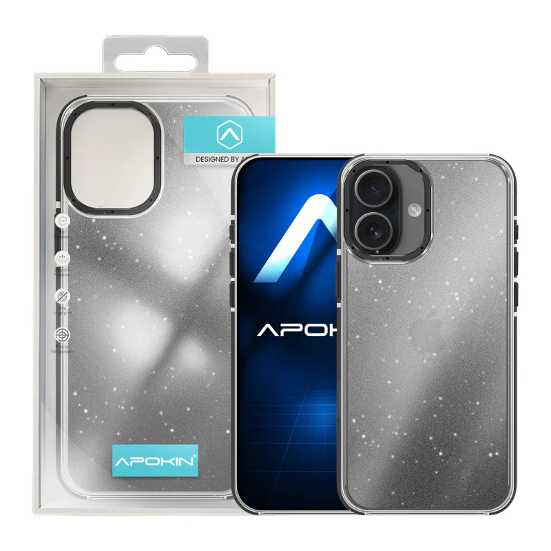 Capa Acrílica Apokin com Purpurina para iPhone 17 Prata - Imagem 2