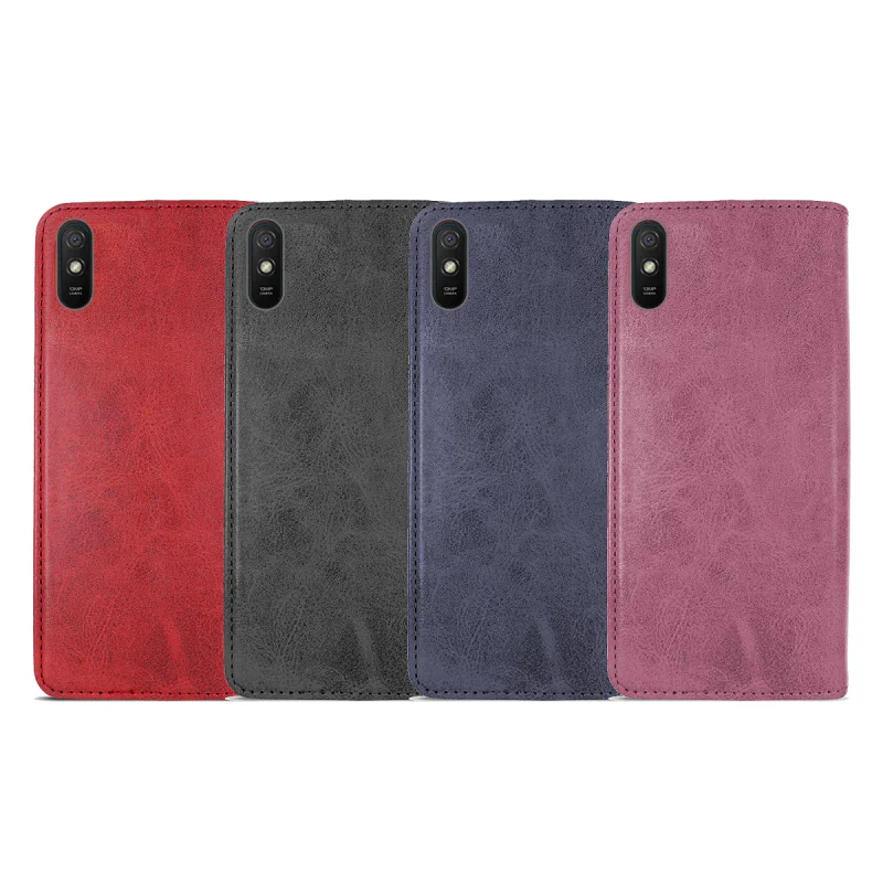 Capa Livro Apokin para Xiaomi Redmi 9A em Pele Sintética com Porta-Cartões Variedade de cores