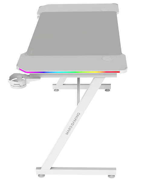 Secretária Gaming Mars Gaming MGD-X120RGB 120x60 cm com Iluminação RGB, Comando e Tapete XXL Branca - Imagem 2