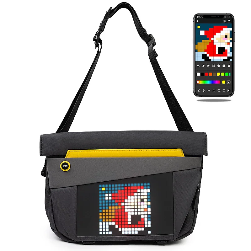 Mala de Tiracolo Divoom Pixoo Sling Bag-V com Ecrã LED 16x16 Preto