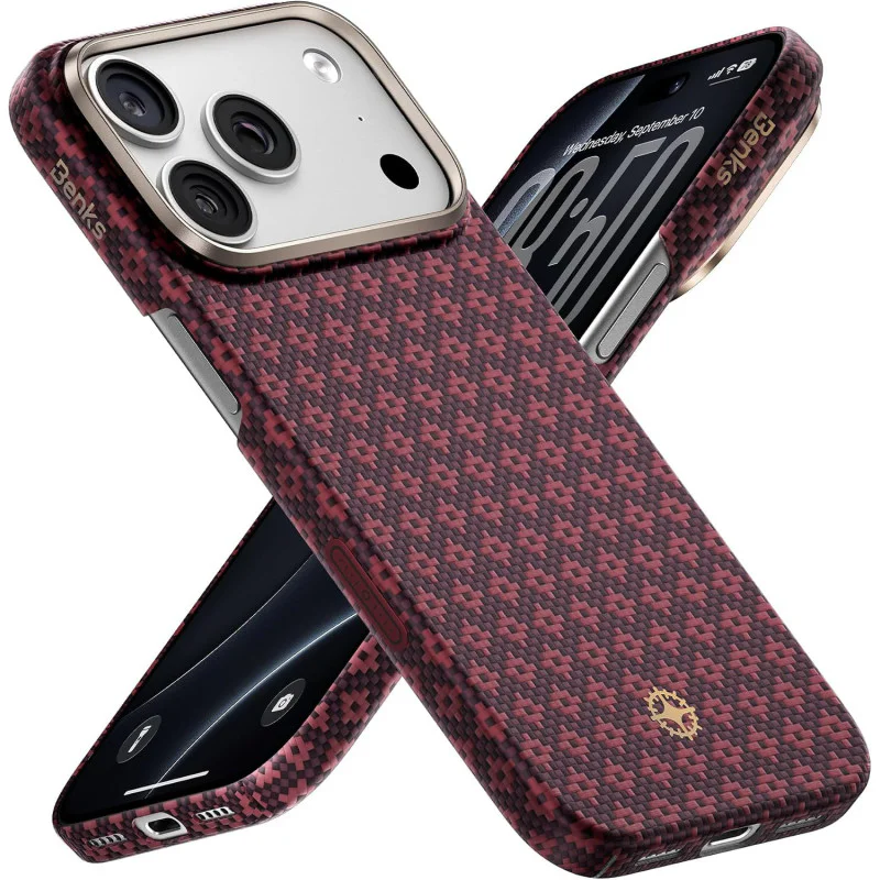 Capa BENKS ArmorGrid Air em Kevlar para iPhone 17 Pro e 18 Pro Vermelho - Imagem 3