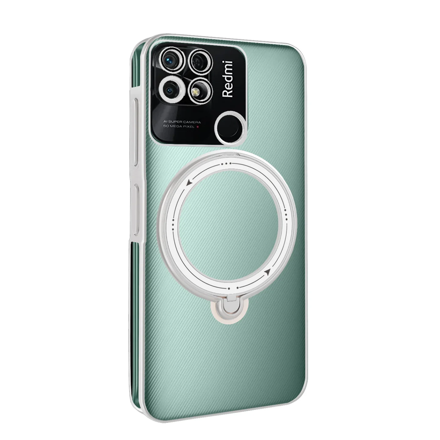 Capa Transparente Apokin com Anel MagSafe para Xiaomi Redmi 10C Branco - Imagem 1