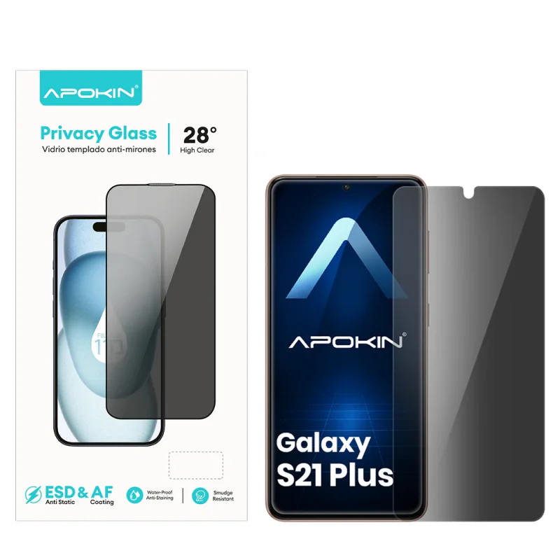 Película Apokin para Samsung Galaxy S21 Plus Vidro Temperado Curvo 5D Privacidade - Imagem 1