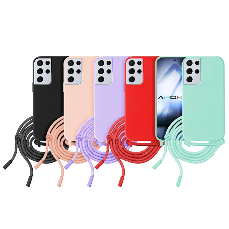 Capa com Cordão Apokin para Samsung Galaxy S21 Ultra Preto - Imagem 1