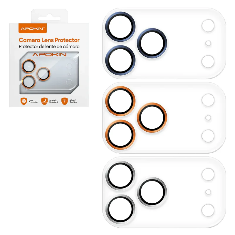 Protetor Integral de Lentes Apokin para iPhone 17 Pro Max com Revestimento PVD Mate Azul