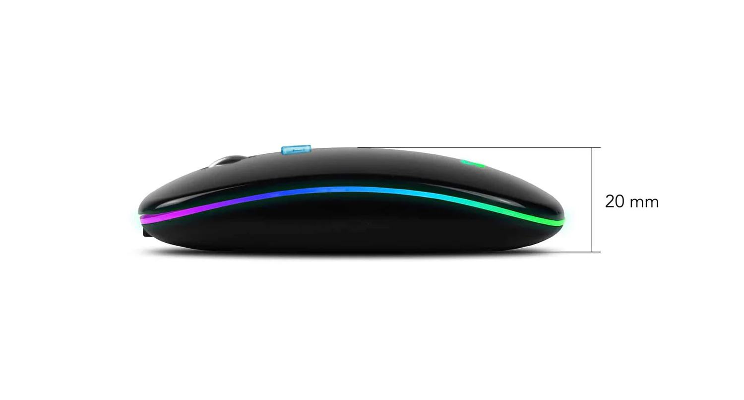 Rato Sem Fios Subblim LED Dual Flat Bluetooth + 2,4 GHz Recarregável 1600 DPI Preto - Imagem 3
