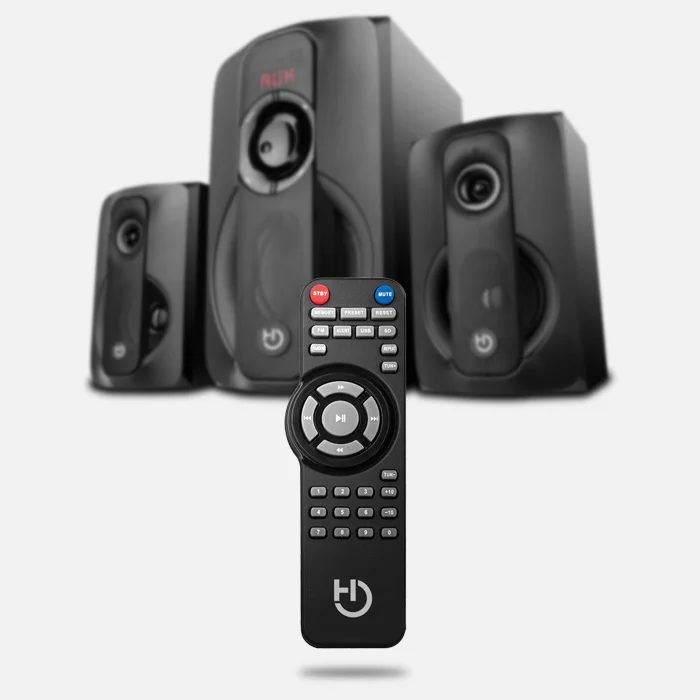 Colunas 2.1 Hiditec H400 Dark Edition 80W Bluetooth com Rádio FM, USB, SD e Comando - Imagem 7