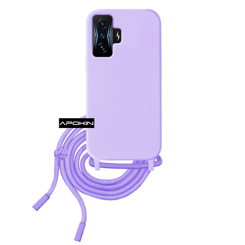 Capa de Silicone Apokin para Xiaomi Poco F4 GT com Cordão Rosa - Imagem 4