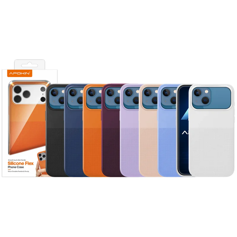 Capa de Silicone Flexível Apokin para iPhone 13, 14 e 15 Azul marinho - Imagem 1