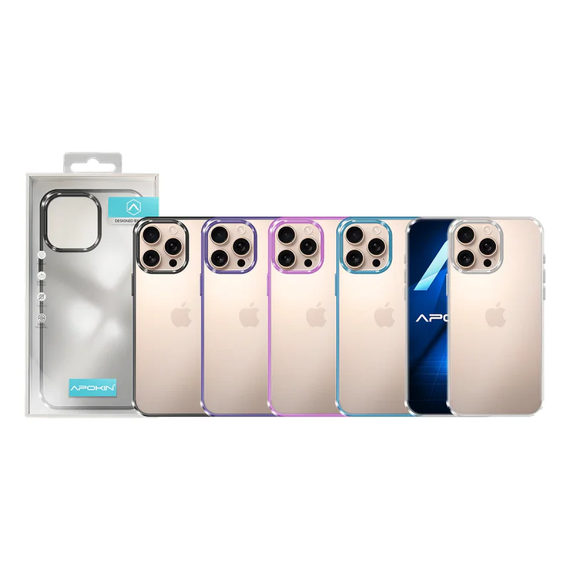 Capa Apokin para iPhone 16 Pro Antichoque com Bordo Colorido Transparente - Imagem 1