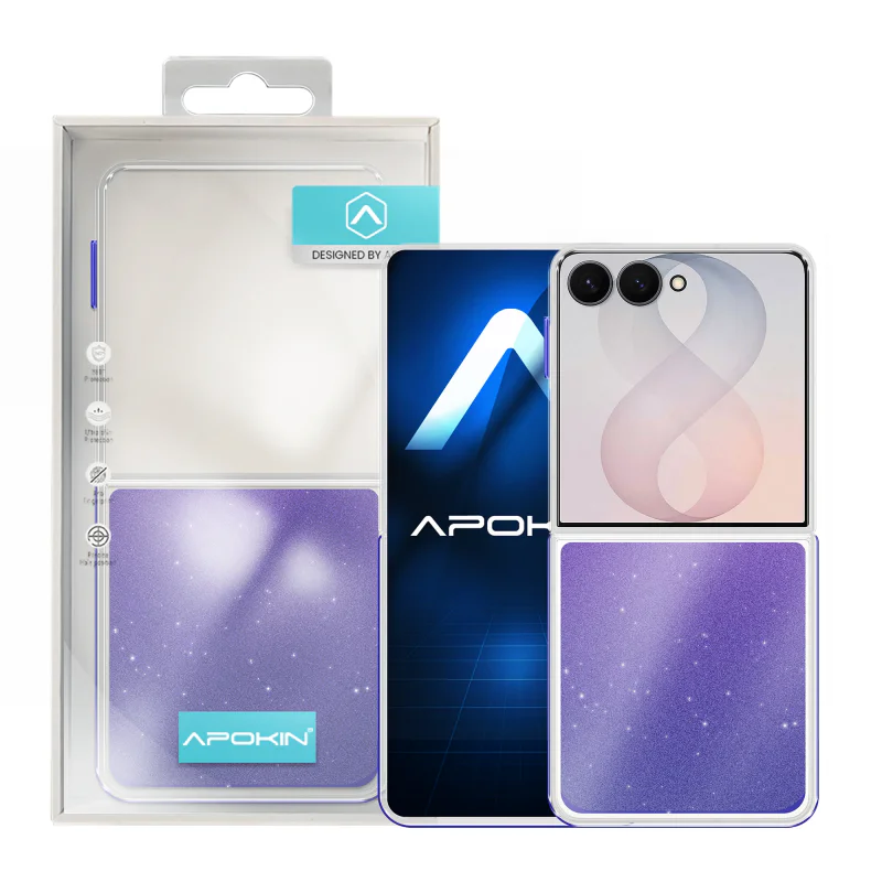 Capa Apokin para Samsung Galaxy Z Flip6 Acrílica com Purpurina Prata - Imagem 4