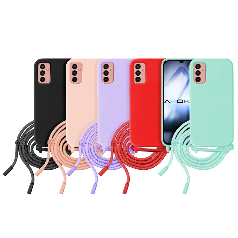 Capa em Gel Macio Apokin para Samsung Galaxy M13 4G e M23 5G com Cordão Vermelho