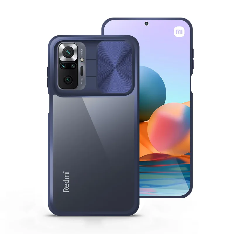 Capa Gel Antichoque com Tampa Deslizante para Xiaomi Redmi Note 10 Pro Preta Azul marinho - Imagem 3