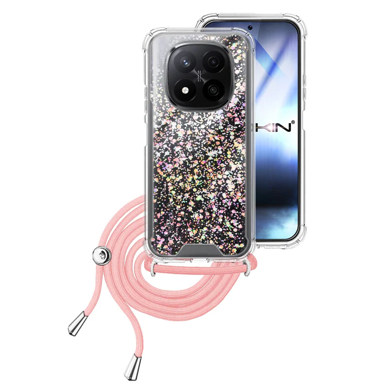Capa Apokin para Xiaomi Redmi Note 14 Pro Plus em Gel Transparente com Cordão Rosa - Imagem 3