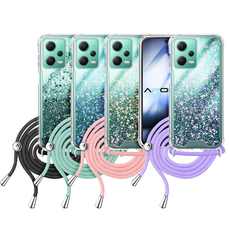 Capa de Gel Transparente Apokin com Cordão para Xiaomi Redmi Note 12 5G / Poco X5 Lilás