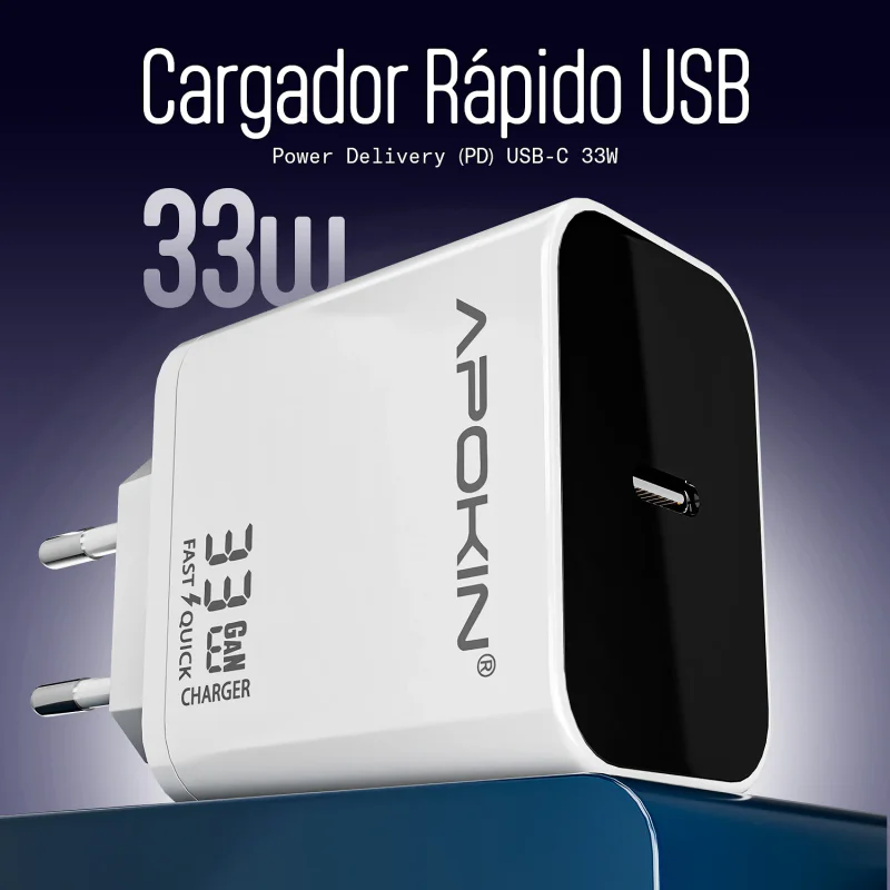 Carregador de Rede Apokin USB-C QC 3.0 33 W - Imagem 2