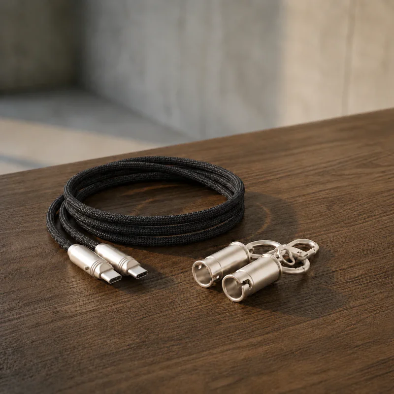 Cabo e Cordão 2 em 1 Apokin USB-C para USB-C 60 W 120 cm Preto - Imagem 2