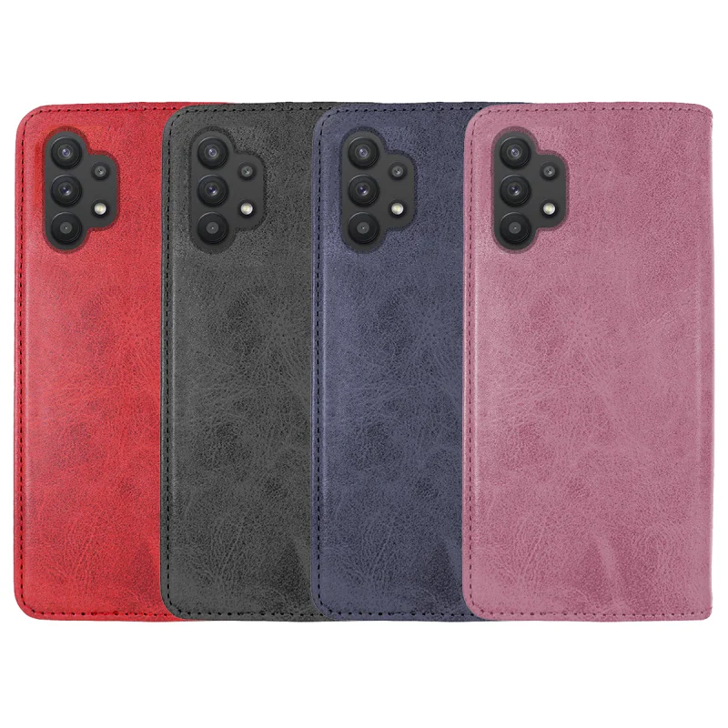 Capa Apokin para Samsung Galaxy A32 5G em Pele Sintética com Porta-cartões Preto
