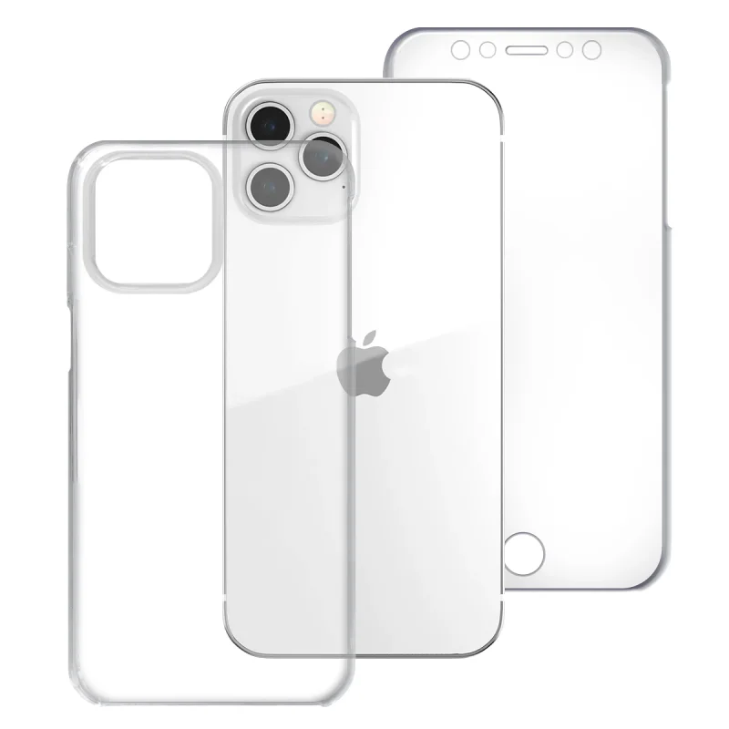 Capa Dupla Apokin 360 para iPhone 12 e iPhone 12 Pro 6,1 polegadas Silicone Transparente - Imagem 1