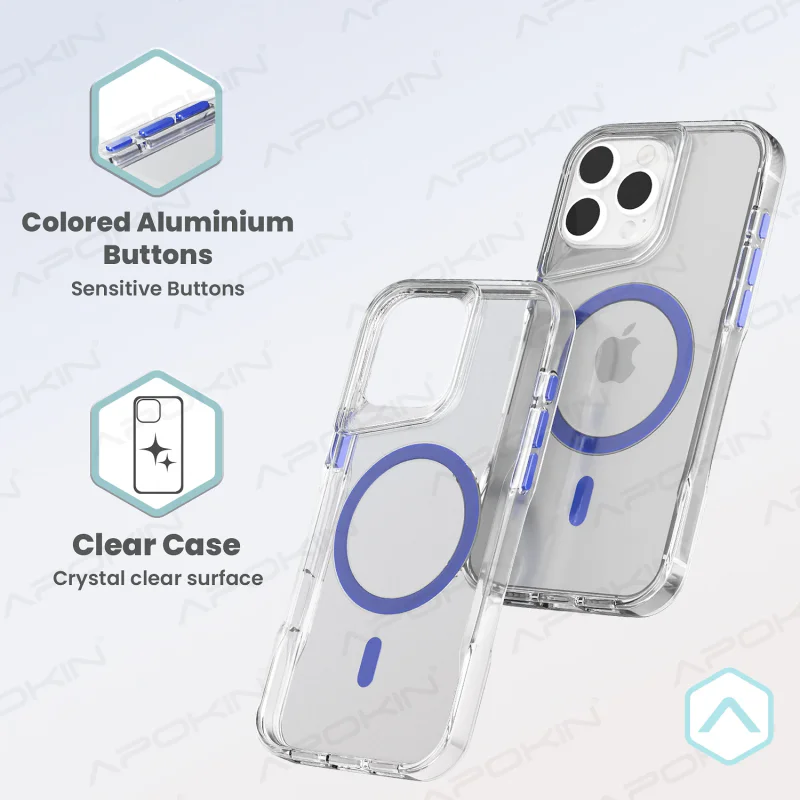 Capa Apokin para Apple iPhone 15 Pro com MagSafe Transparente Branco - Imagem 3