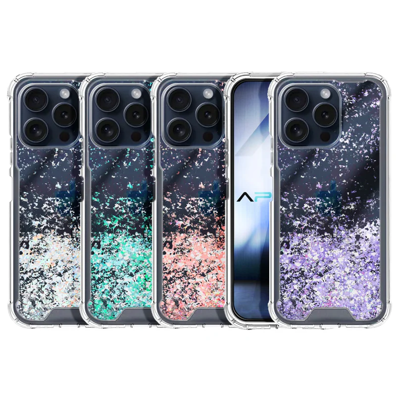 Capa Apokin para iPhone 15 Pro Max Gel Transparente com Purpurina Lilás