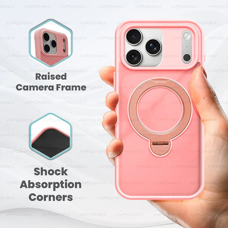 Capa Apokin para iPhone 15 Pro Fumada com Suporte Giratório Variedade de cores - Imagem 2