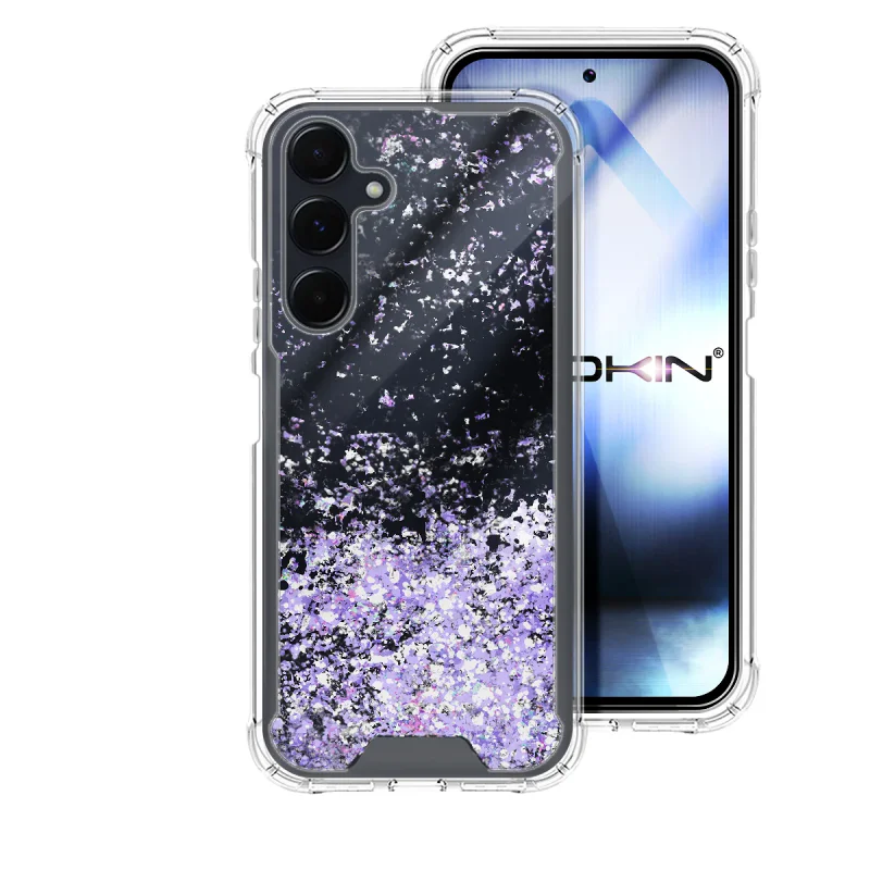 Capa Apokin para Samsung Galaxy S24 e S25 em Gel Transparente com Purpurina Rosa - Imagem 2