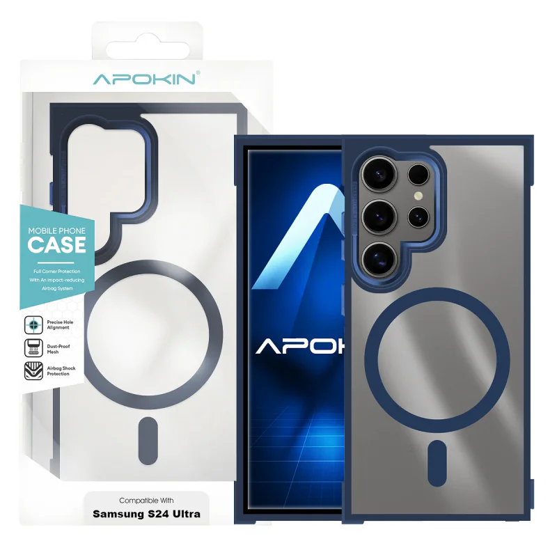 Capa de Silicone Apokin Premium com MagSafe para Samsung Galaxy S24 Ultra Preto - Imagem 3