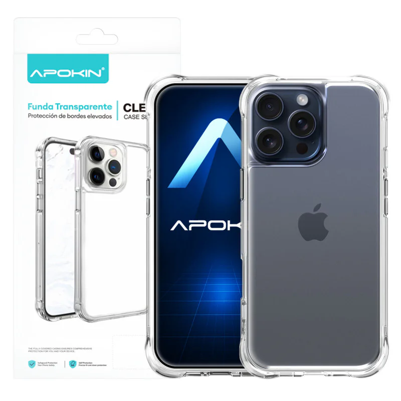 Capa Apokin para iPhone 15 Pro Max Silicone 3,3 mm Transparente