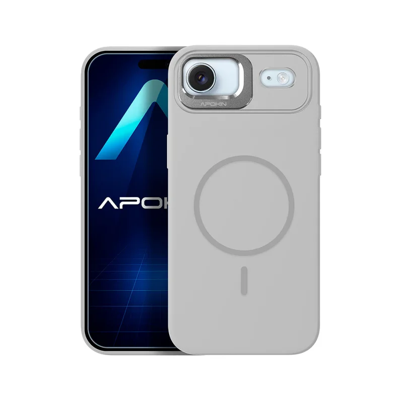 Capa Apokin para iPhone 17 Air Silicone Premium com MagSafe e Suporte Dourado - Imagem 4