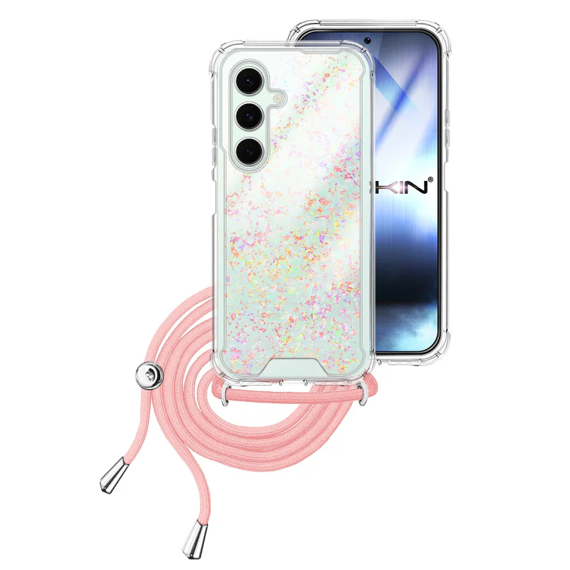 Capa de Gel Transparente Apokin com Cordão para Samsung Galaxy S24 FE Azul Turquesa - Imagem 3