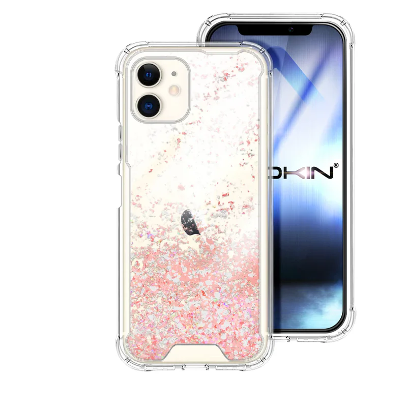 Capa Apokin para iPhone 11 Gel Transparente com Glitter Azul Turquesa - Imagem 3