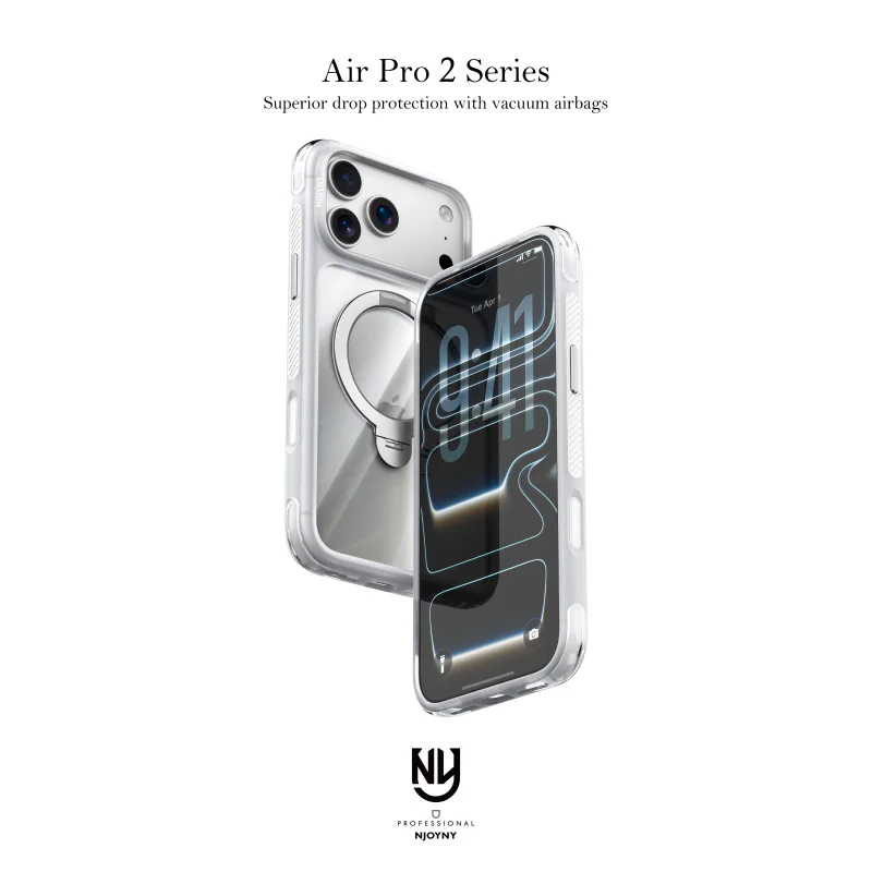 Capa Bumper Apokin NJOYNY Air S5-STAND para iPhone 17 com Suporte Preto - Imagem 5