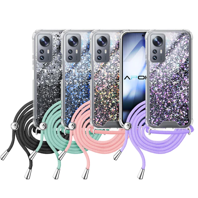 Capa Apokin para Xiaomi 12 em Gel Transparente com Cordão Lilás - Imagem 1