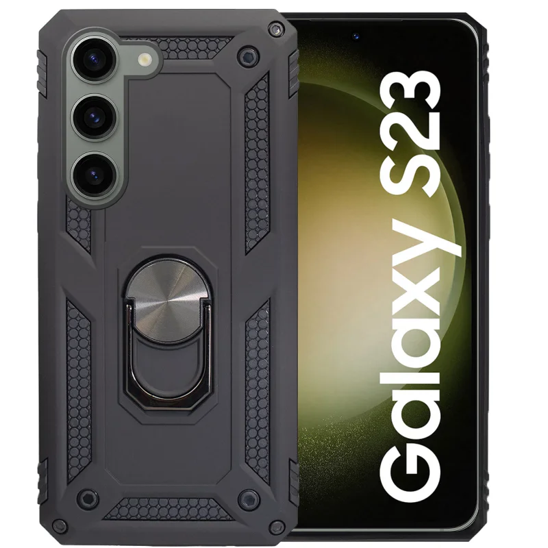 Capa Antichoque Apokin para Samsung Galaxy S23 com Alumínio Íman e Suporte de Anel 360
