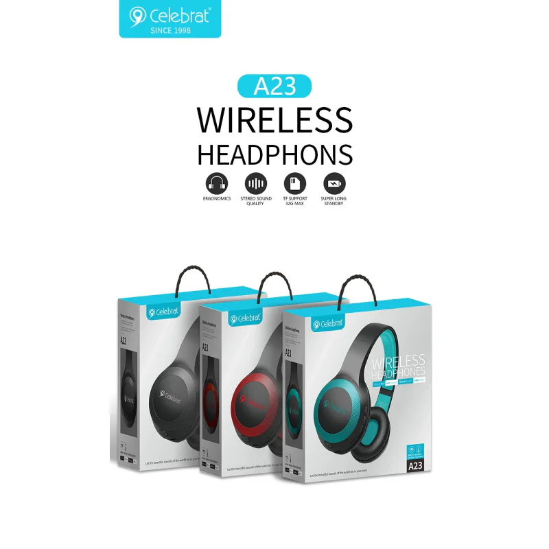 Auscultadores Bluetooth Apokin Celebrat A23 com Fita de Cabeça Preto