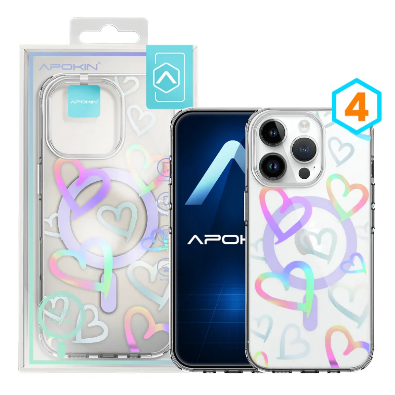 Capa Apokin para iPhone 14 Pro Max Metálica Iridescente com Desenhos e MagSafe 2 - Imagem 5