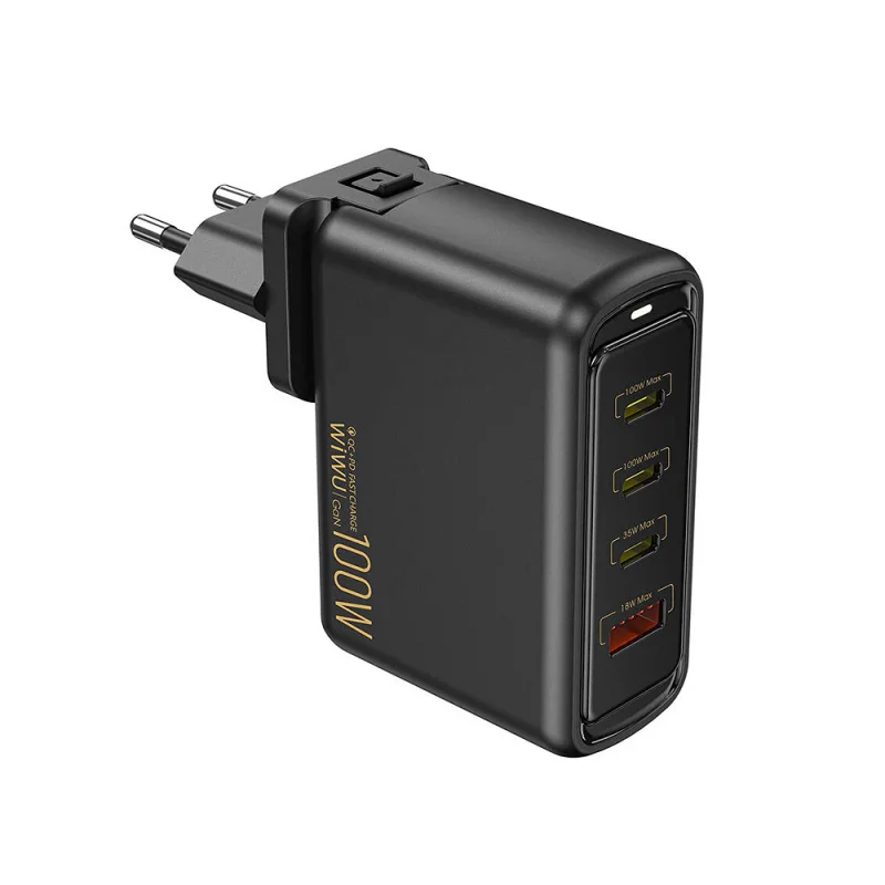 Carregador de Parede WiWU Warriors Wi-U022W GaN 100 W QC e PD 1x USB-A e 3x USB-C Branco