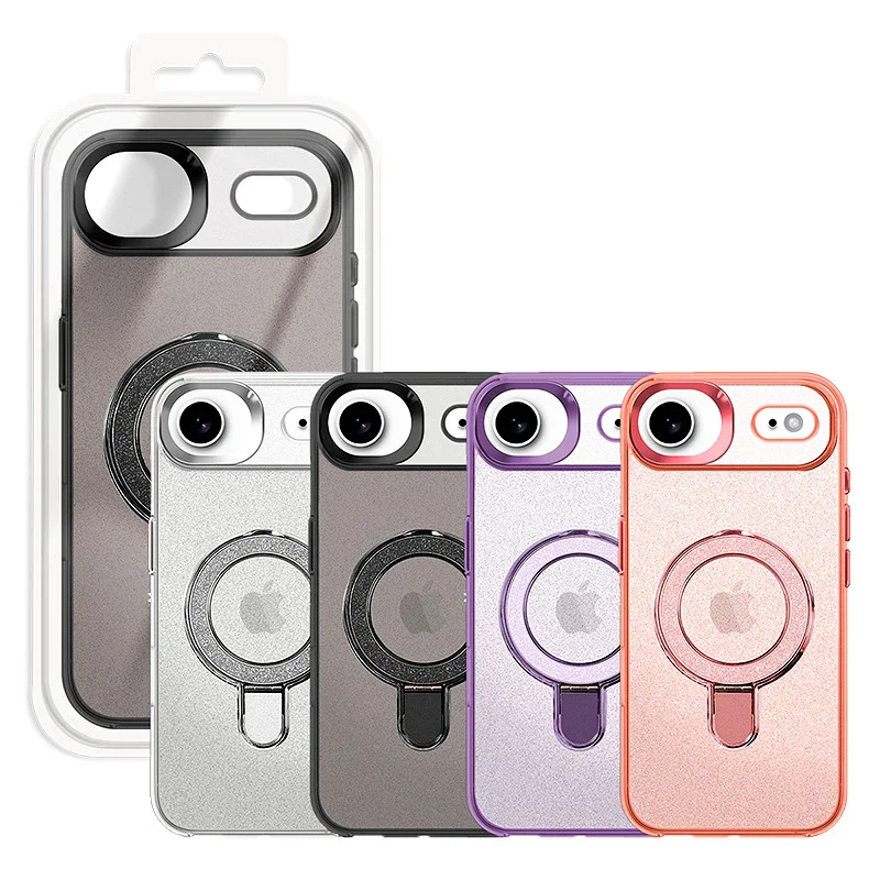 Capa com Purpurina Apokin para iPhone 17 Air com Anel MagSafe Lilás