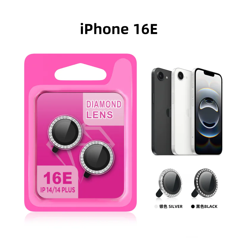 Protetor de Lentes Apokin para iPhone 14 e 14 Plus Efeito Diamante Preto - Imagem 2