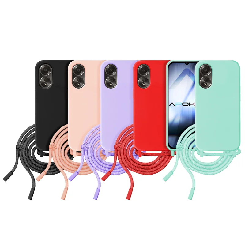 Capa Macia Apokin com Cordão para Oppo A38 Variedade de cores - Imagem 1