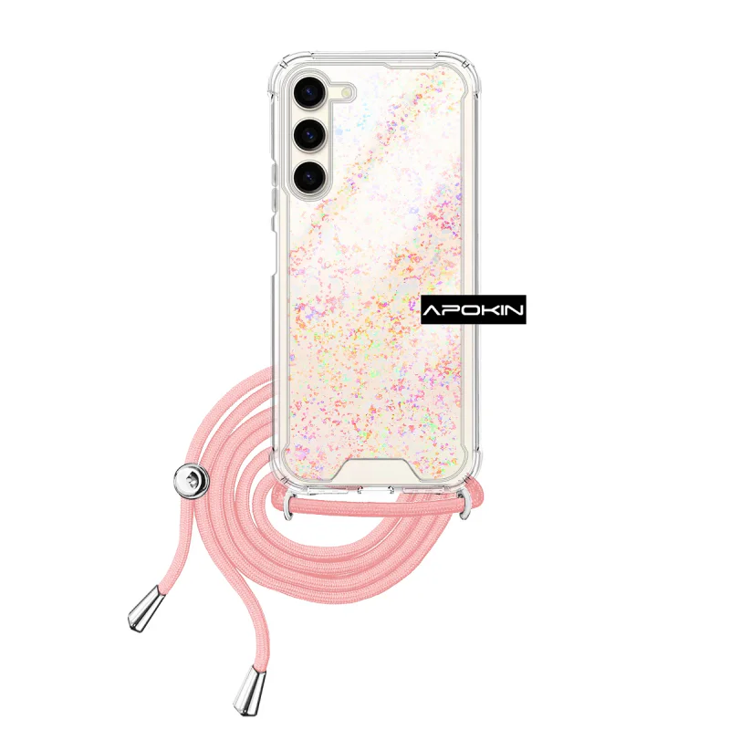 Capa Apokin para Samsung Galaxy S23 em Gel Transparente com Cordão Azul Turquesa - Imagem 3