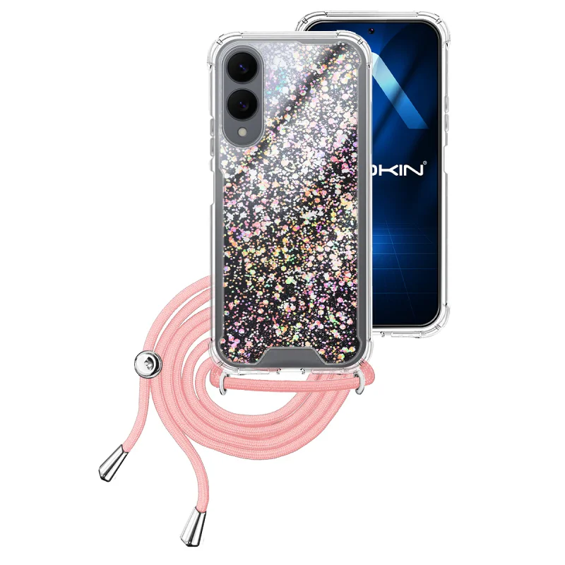 Capa Apokin para Samsung Galaxy S25 Edge Gel Transparente com Cordão Azul Turquesa - Imagem 5