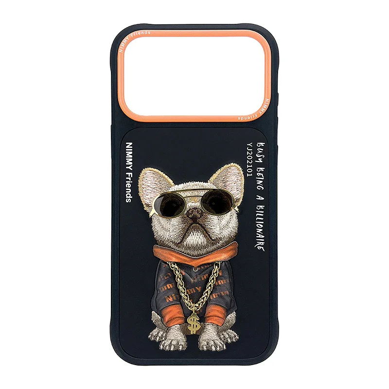 Capa Nimmy Apokin para iPhone 16 com Bordado e MagSafe Cão Preto